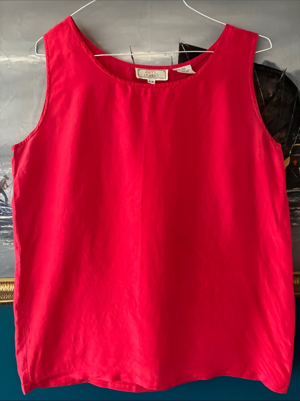 Vintage MTL Classics 100% Silk Shell Tank | Raspberry Pink Sleeveless Blouse | M